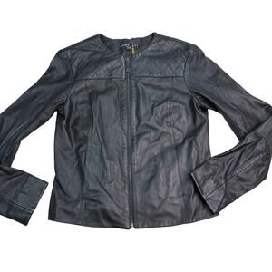 Dawn Levy Women's Leather Moto Jacket Black Size M